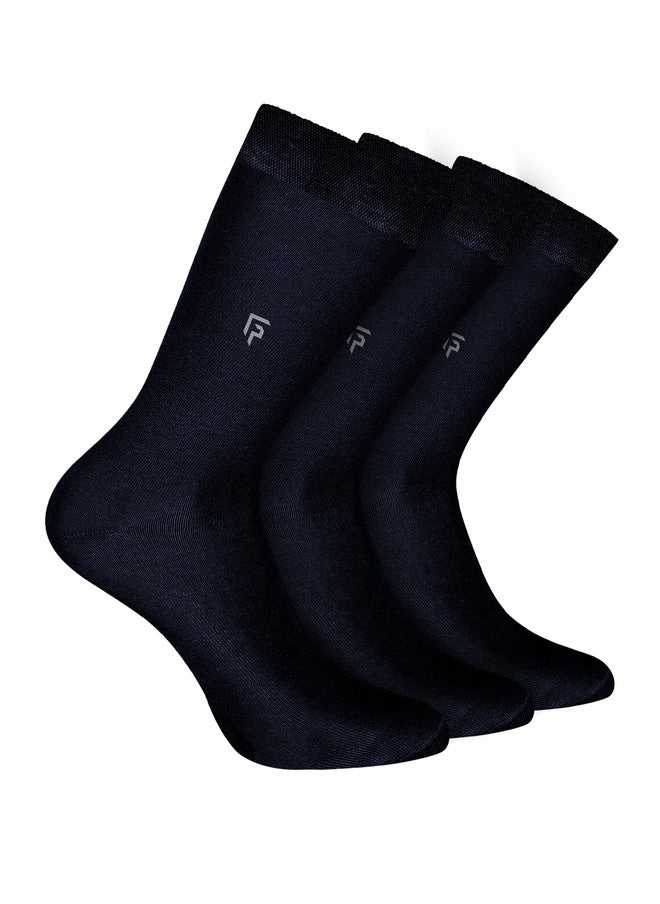 FOOTPRINTS FOOTPRINT Men 3 Pairs Anti Odour Organic Cotton Calf-Length Solid Bamboo Formal Socks - Image 1
